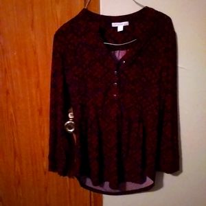 Red and black floral  long sleeve shirt